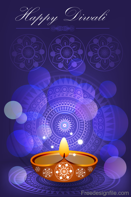 Happy Diwali festival poster with flyer template vector 01