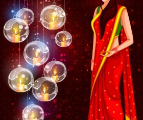 Happy Diwali festival poster with flyer template vector 02