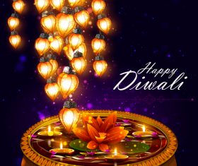 Happy Diwali festival poster with flyer template vector 04