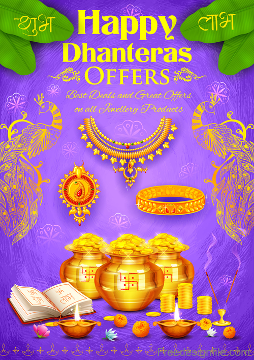 Happy Diwali festival poster with flyer template vector 05