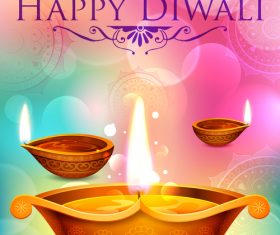 Happy Diwali festival poster with flyer template vector 06
