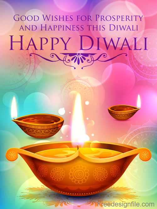 Happy Diwali festival poster with flyer template vector 06