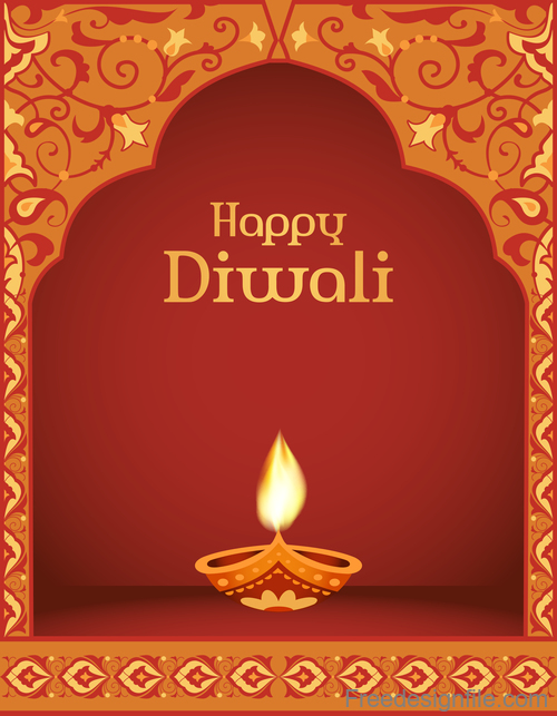 Happy Diwali greeting card vector free download