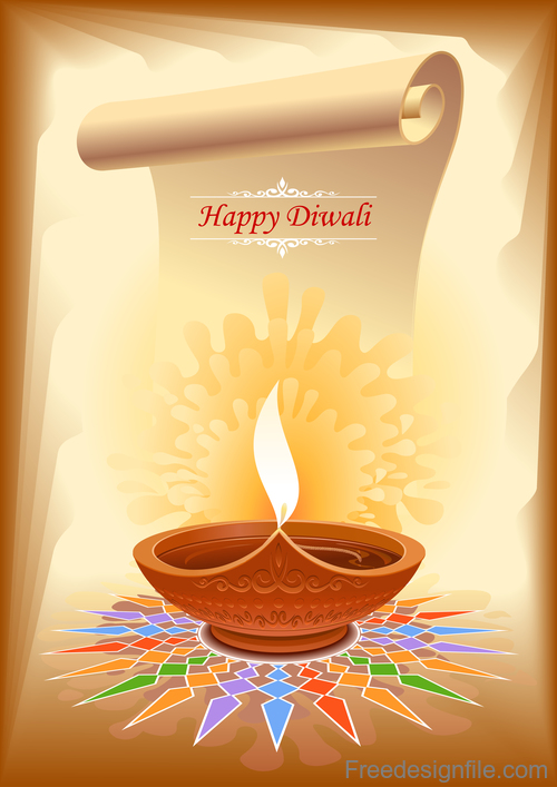 Happy Diwali parchment background vector