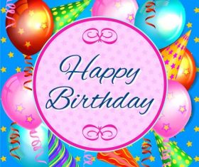 Happy birthday card with stars and balloon vector