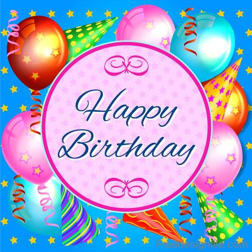 Happy birthday card with stars and balloon vector