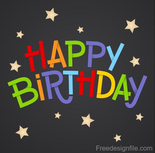 Happy birthday text with paper and stars vector