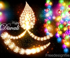 Happy diwali festival decor design vector