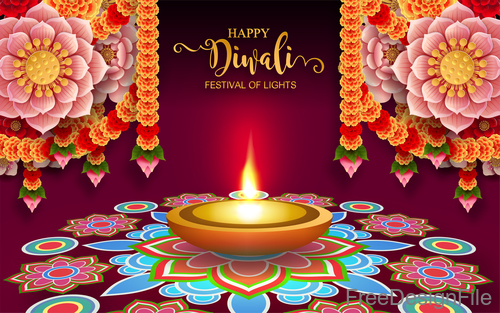 Happy diwali festival of night vector design 01