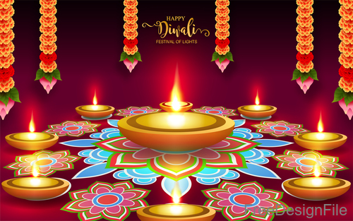 Happy diwali festival of night vector design 02