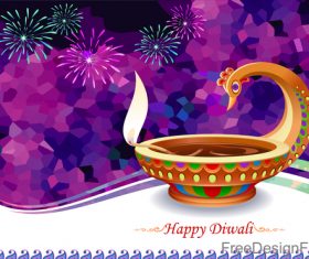 Happy diwali holiday design with fireword vector