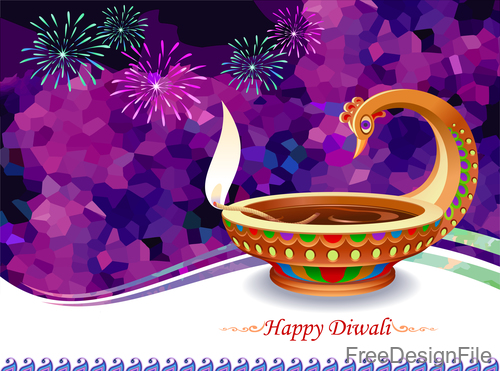 Happy diwali holiday design with fireword vector