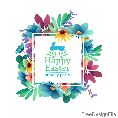 Happy easter sunday party background vector free download
