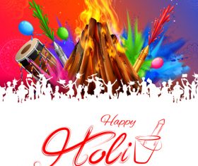 Happy holi celebration flyer template vector 01