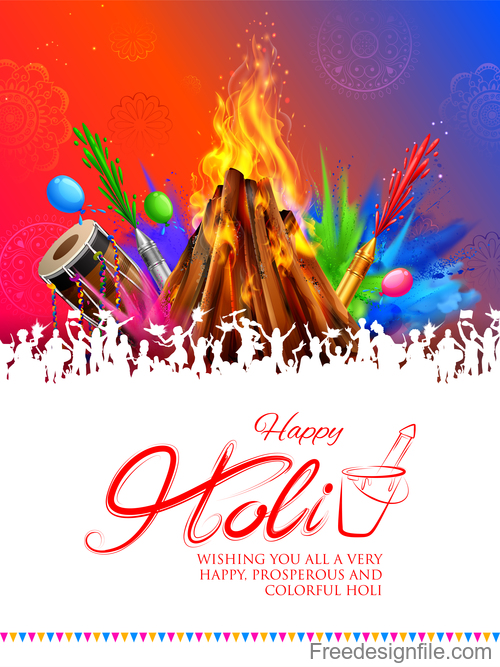 Happy holi celebration flyer template vector 01