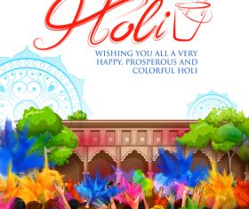 Happy holi celebration flyer template vector 02
