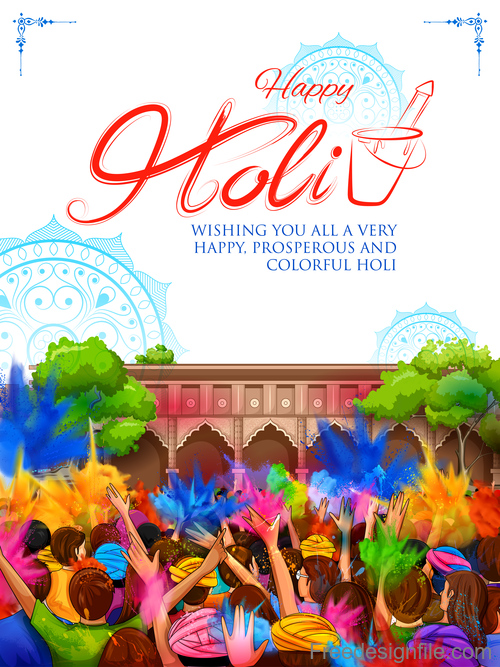 Happy holi celebration flyer template vector 02