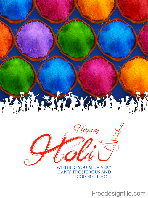 Happy holi celebration flyer template vector 04