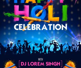 Happy holi celebration flyer template vector 06
