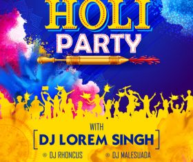 Happy holi celebration flyer template vector 07