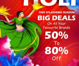 Happy holi celebration flyer template vector 08