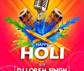 Happy holi celebration flyer template vector 09