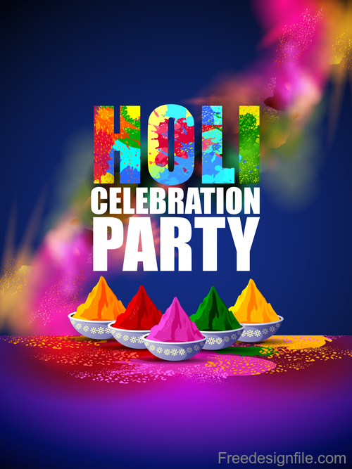 Holi festival party background design vector 01