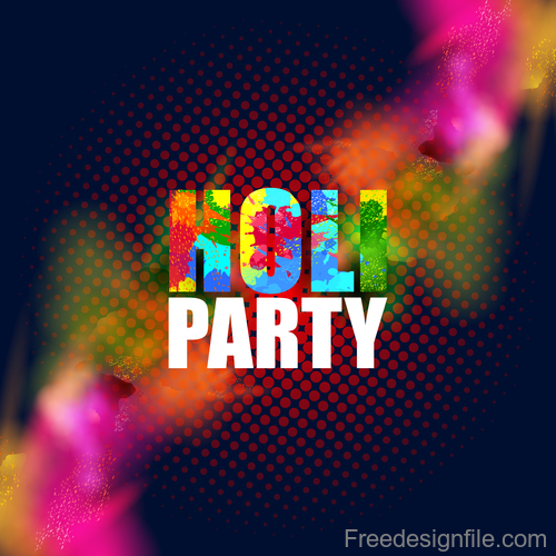 Holi festival party background design vector 02