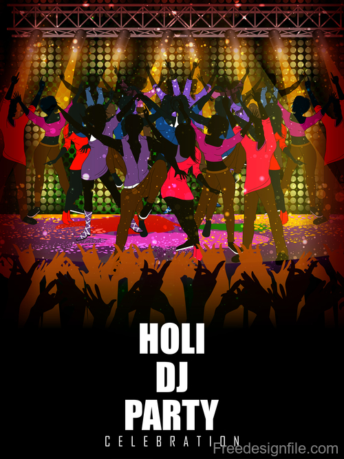 Holi festival party background design vector 03