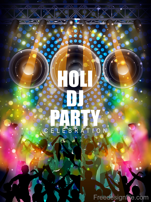 Holi festival party background design vector 04