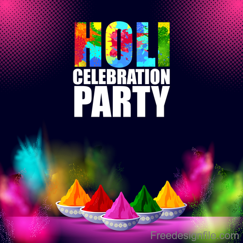 Holi festival party background design vector 05
