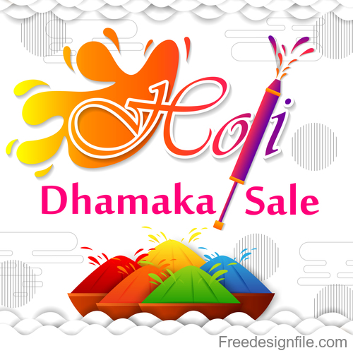 Holi festival sale discount poster template vectors 03