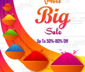 Holi festival sale discount poster template vectors 05