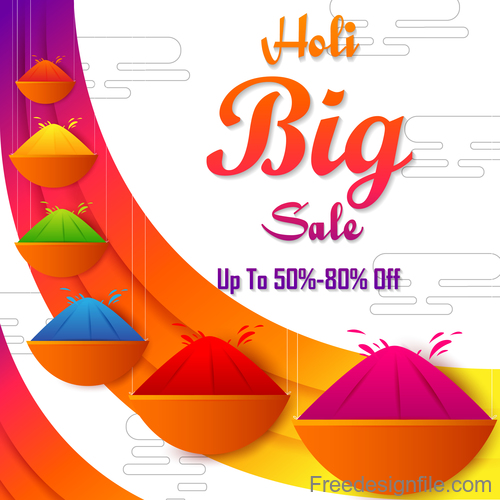 Holi festival sale discount poster template vectors 05
