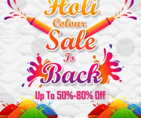 Holi festival sale discount poster template vectors 06