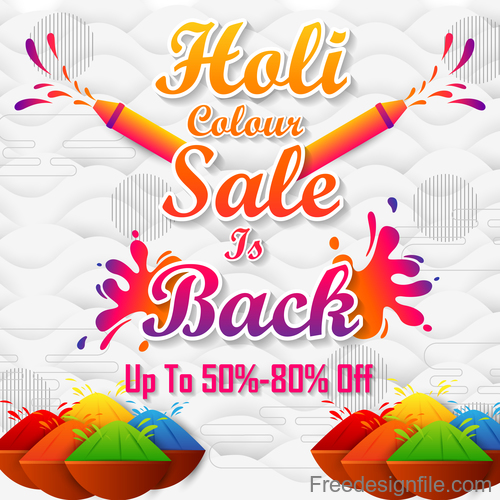 Holi festival sale discount poster template vectors 06