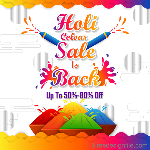 Holi festival sale discount poster template vectors 08
