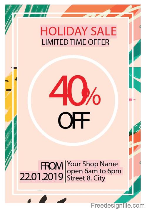 Holiday sale flyer template design vector 01