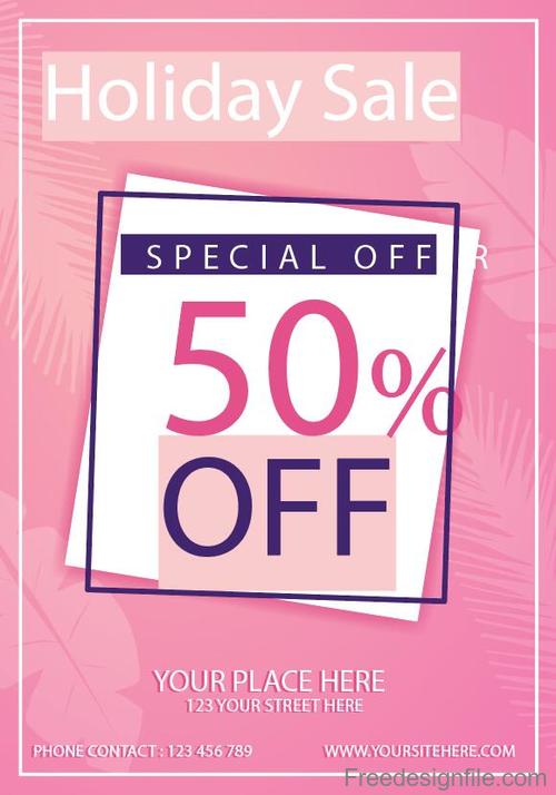 Holiday sale flyer template design vector 03