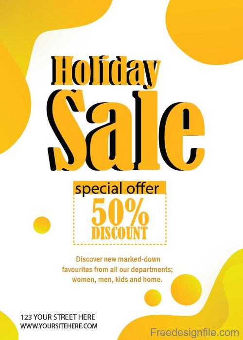 Holiday sale flyer template design vector 04
