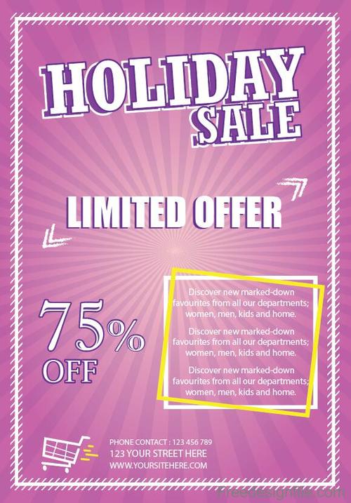 Holiday sale flyer template design vector 05