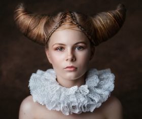 Horn hairstyle woman Stock Photo