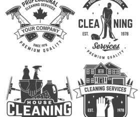 House cleaning labels with logo design vector 01