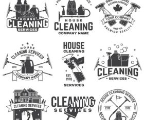 House cleaning labels with logo design vector 02