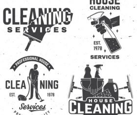 House cleaning labels with logo design vector 05