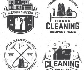 House cleaning labels with logo design vector 06