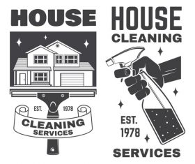 House cleaning services labels design vector