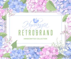 Hydrangeas frame design vector 01