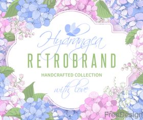 Hydrangeas frame design vector 02