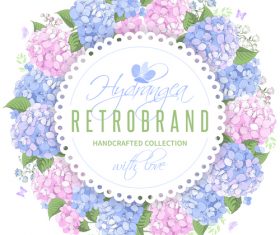 Hydrangeas frame design vector 03